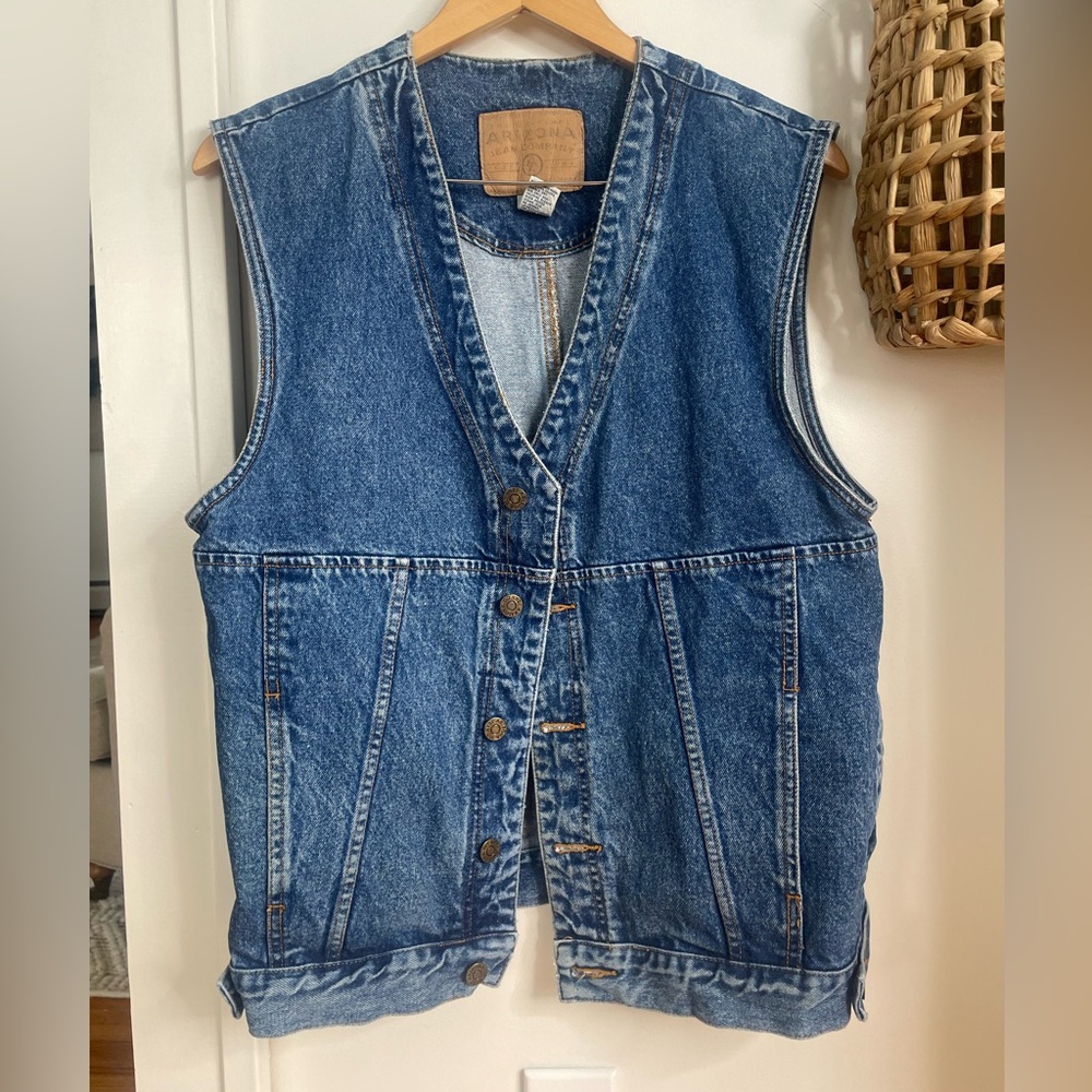 VTG Men’s Oversized Denim Vest Arizona Bronze Hardware S